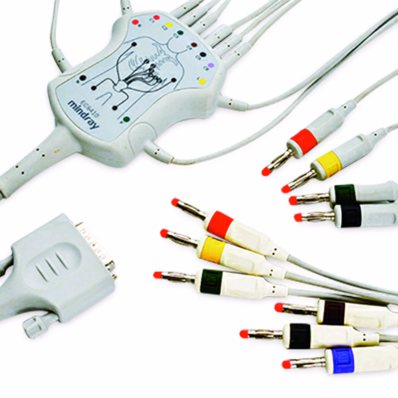 New Original 12-Lead One-Piece ECG Cable, Banana Plug, AHA (MR) - Mindray 040-001642-00 OEM (Box of 1) SKU: 040-001642-00