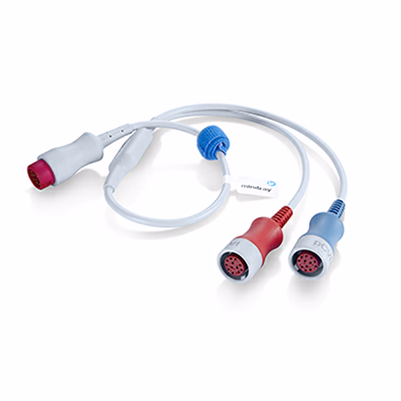 New Original PiCCO Cable, Y-Type, 12 Pin - Mindray 040-002827-00 12 Pin PiCCO Y-Type IBP Cable (for artery pressure and central venuos pressure)-short SKU: 040-002827-00
