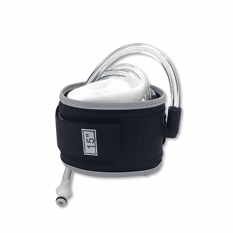 Cylindrical Tourniquet Cuff Single Port/Single Bladder 15 x 2.5" Dark Gray with 30" Tubing Disposable, TPU, with Quick Connector, with Limb Protection Sleeve, 1 Pc / Bag SKU: 10-3006