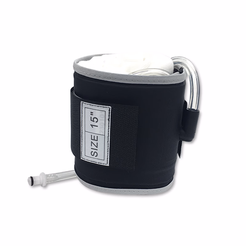Cylindrical Tourniquet Cuff Single Port/Single Bladder 15" x 4" Gray with 30" Tubing Disposable, TPU, with Quick Connector, with Limb Protection Sleeve, Sterile, 1 Pc / Bag SKU: 10-3810