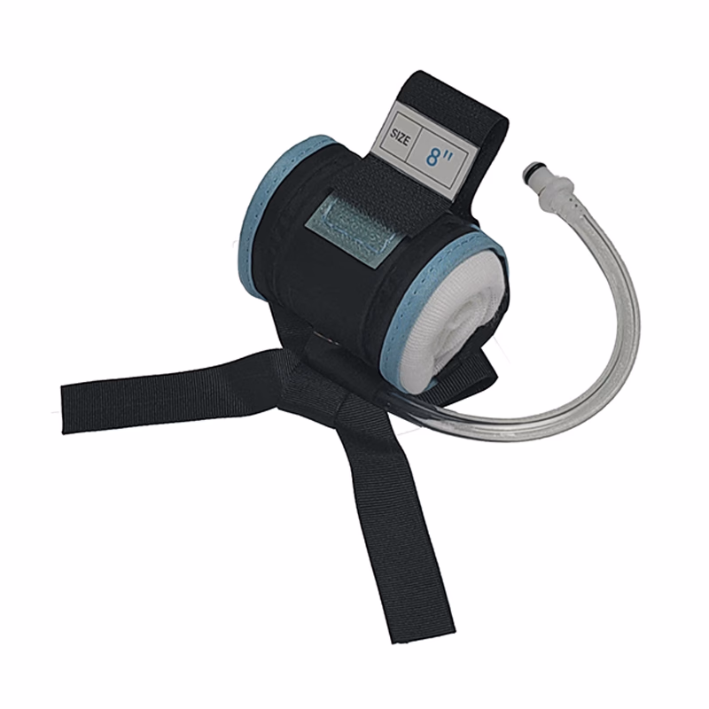 Cylindrical Tourniquet Cuff Single Port/Single Bladder 8" x 2.5" Light Blue with 6" Tubing Reusable, TPU, with Quick Connector, with Limb Protection Sleeve, Non-Sterile, 1 Pc / Bag SKU: 51-2006