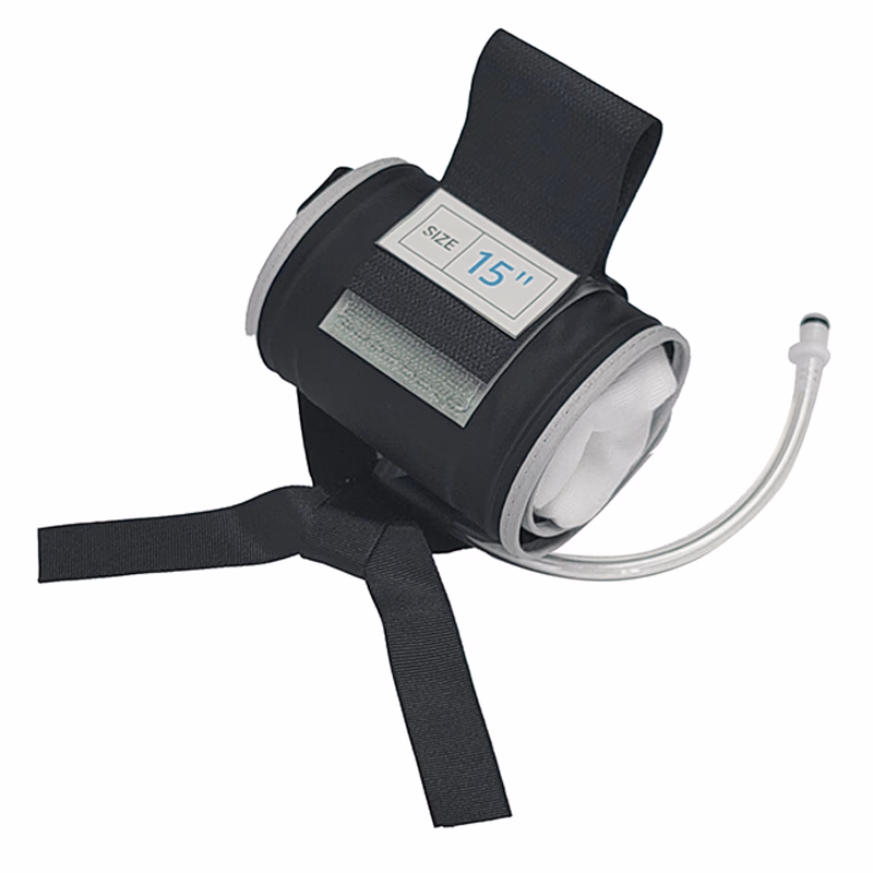 Cylindrical Tourniquet Cuff Single Port/Single Bladder 15" x 4" Gray with 6" Tubing Reusable, TPU, with Quick Connector, with Limb Protection Sleeve, Non-Sterile, 1 Pc / Bag SKU: 51-3810
