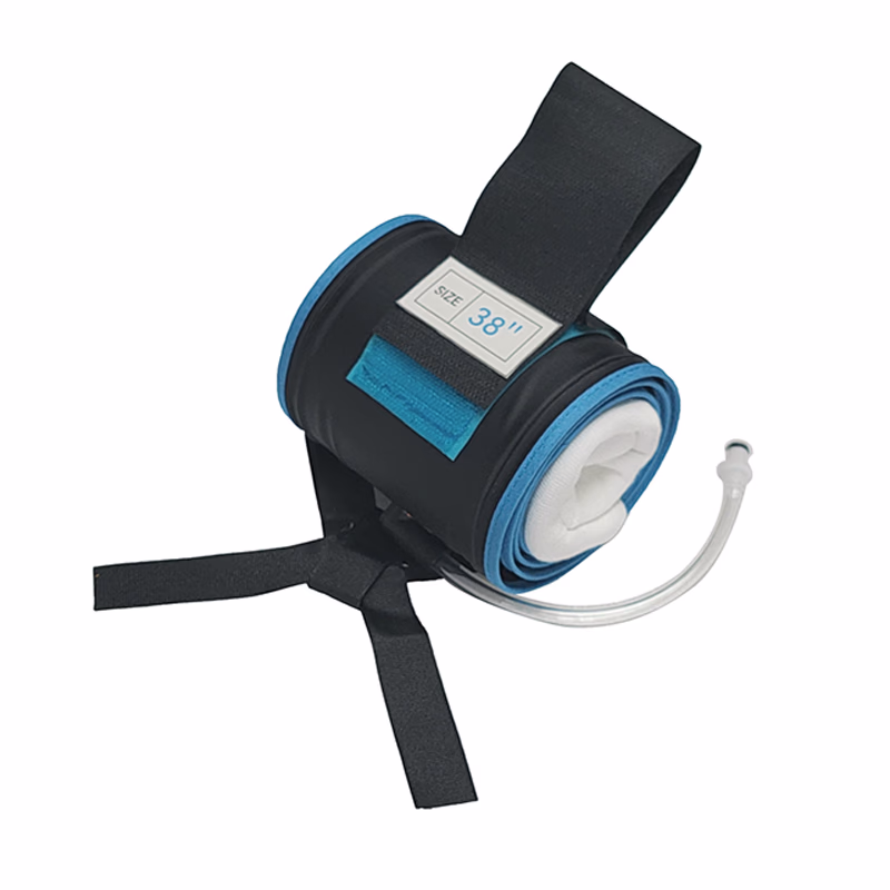 Cylindrical Tourniquet Cuff Single Port/Single Bladder 38" x 4" Teal with 6" Tubing Reusable, TPU, with Quick Connector, with Limb Protection Sleeve, Non-Sterile, 1 Pc / Bag SKU: 51-9610