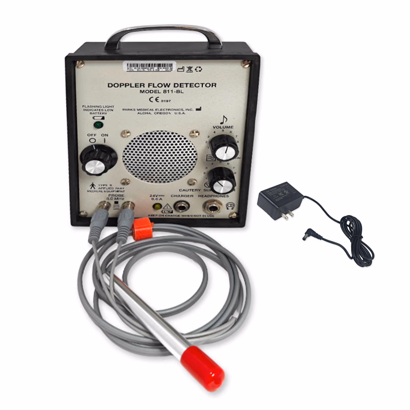 Refurbished Non-Directional Doppler - Parks Medical 811-BL,with New 8.1MHz probe with Brand new Doppler probe and new Power adapter SKU: 811-BL-R-01