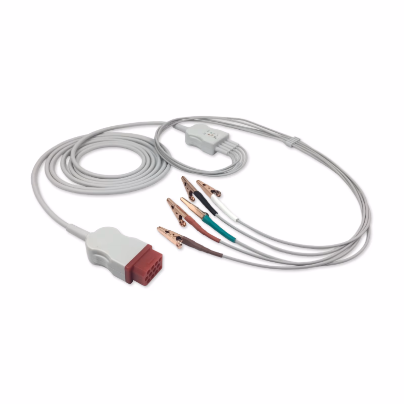 Compatible one piece 5-lead ECG Cable with alligator clips (comparable to Bionet B-AECG5) for Bionet BM5Vet Elite, BM7Vet Elite SKU: ECV-5045A-A