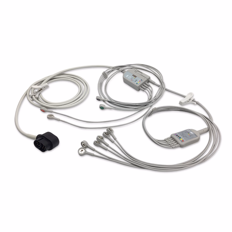 Compatible 10-lead Diagnostic(EKG) One-Piece ECG Cable with Snap end (comparable to Zoll 8300-0802-12) IEC Reusable, Limb + Chest Lead, Defib-Proof (with Resist) SKU: EC-10104RS-I