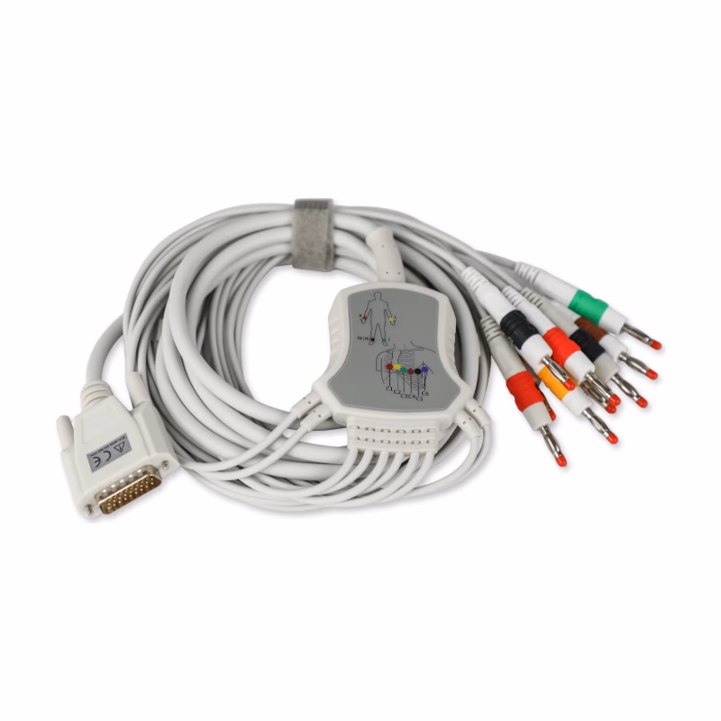 Compatible 10-lead One Piece ECG Cable with Banana End,IEC,for or Zoncare IMAC 120 (comparable to ECG-FD12) Reusable,DB26PIN,2.1M SKU: EKC10R-ZNC-B-I