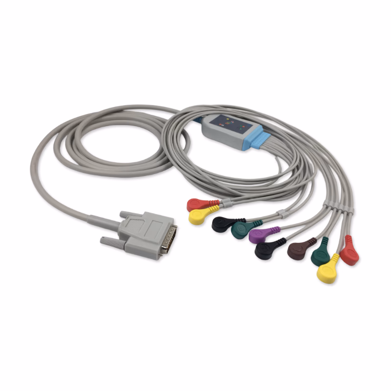 Compatible 10-lead One Piece ECG Cable with Snap End ,AHA,for or Zoncare IMAC 120 (comparable to ECG-FD12) Reusable,DB26PIN,2.1M SKU: EKC10R-ZNC-S-I