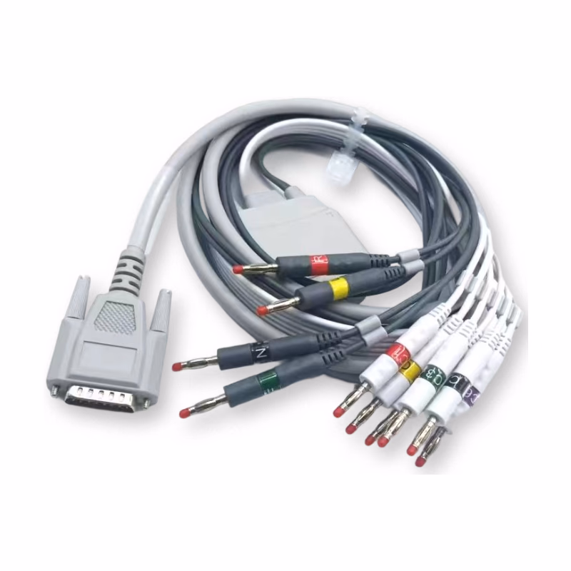Compatible 12-Lead One-Piece ECG Cable ,IEC ,comparable to NAlong RAGE-12 Reusable,3M, 4mm Banana Connector End SKU: EKC10-NL-B-I