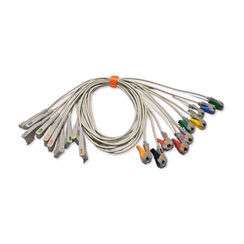Compatible 10-lead ECG Leadwire with Grabber/Pinch end Individual 0.9m AHA (comparable to Quinton 031257-002) Reusable, Limb + Chest Lead, Shielded SKU: EKL-QTA10-G-A