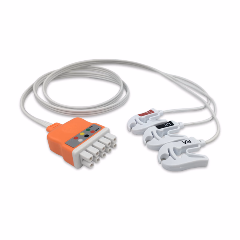 Compatible 3-lead ECG Leadwire with Grabber/Pinch end Molded 0.9m AHA (comparable to Vyaire Medical 2052133-027) Disposable, Limb Lead, Lead Type: GE Multi-Link, Shielded SKU: ELD-MQ3-90G-A