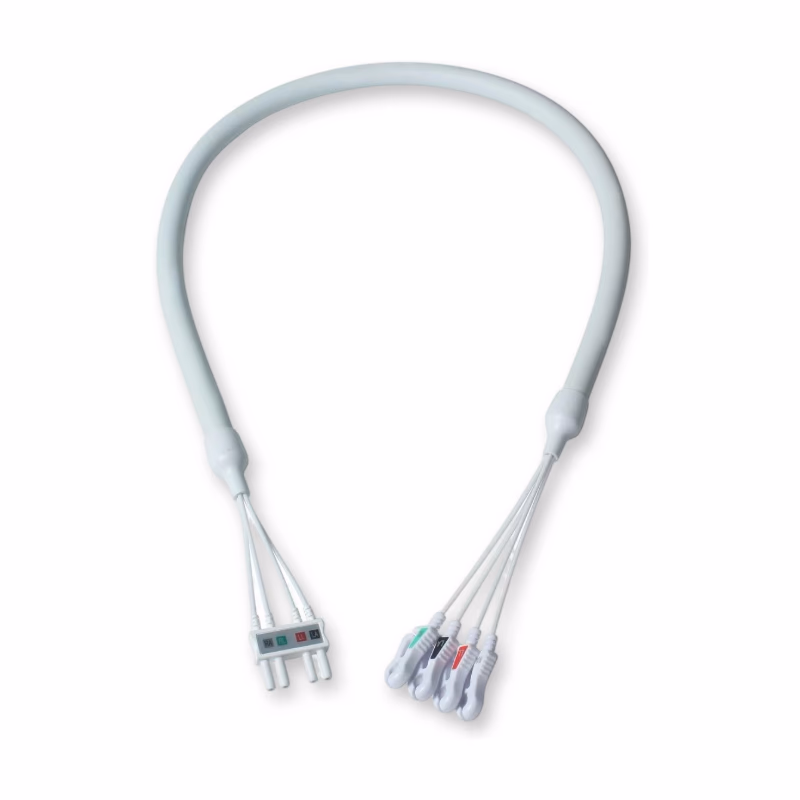 Compatible 4-lead Diagnostic(EKG) ECG Leadwire with Grabber/Pinch end Molded 0.4m AHA (comparable to Invivo 9224) Reusable, Limb Lead, MRI SKU: ELMR-IN4-100G-A