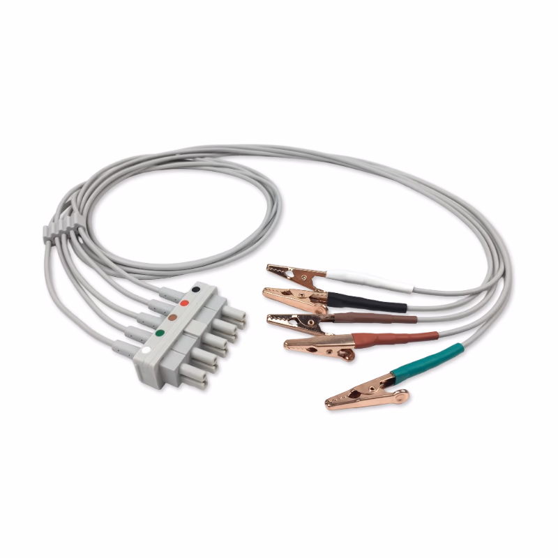 Compatible 5 Lead ECG Wires with Alligator Clips, 1.0m,AHA (comparable to Bionet vet B-WIRE5-N) for Bionet/Brio X3Vet, Brio X5Vet, Brio X7Vet (Veterinary),BM3Vet Elite, BM5Vet Elite, BM7Vet Elite (Veterinary) SKU: ELV-BNS5-100A-A