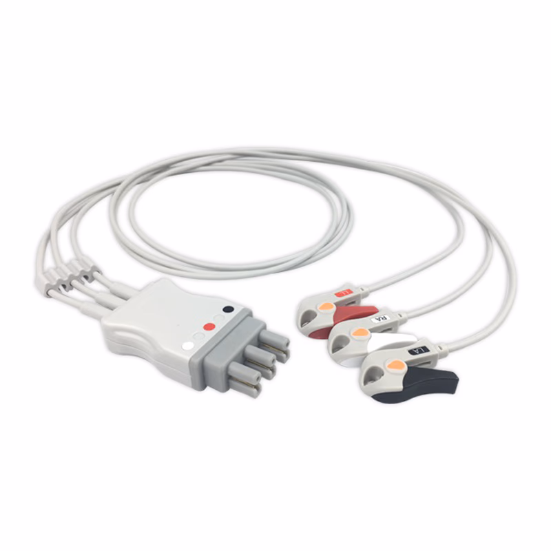 Compatible 3-lead ECG Leadwire with Grabber/Pinch end Molded 0.9m AHA (comparable to Philips M1603A (individually replaceable)) Reusable, Limb Lead, Lead Type: AA Twin-Pin, Shielded SKU: EL-AA3-90G-A