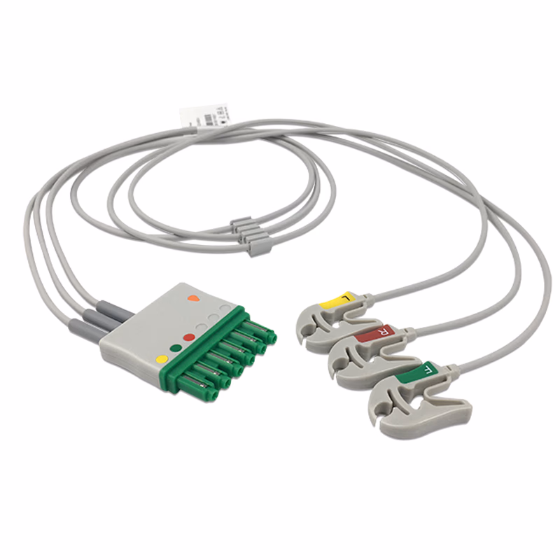 Compatible 3-lead ECG Leadwire with Grabber/Pinch end Molded 0.9m IEC (comparable to Draeger MP03401) Reusable, Limb Lead, Lead Type: Draeger(Single-Pin), Shielded SKU: EL-DG3-90G-I