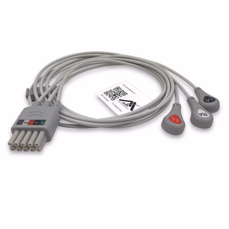 Compatible 3-lead ECG Leadwire with Snap end Molded 0.9m AHA (comparable to Mindray 0012-00-1503-06) Reusable, Limb Lead, Lead Type: Mindray Mobility, Shielded SKU: EL-DT3-90S-A