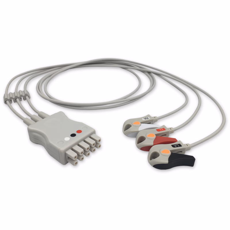 Compatible 3-lead ECG Leadwire with Grabber/Pinch end Molded 0.9m AHA (comparable to GE Healthcare 412682-001) Reusable, Limb Lead, Lead Type: GE Multi-Link, Shielded SKU: EL-MQ3-90G-A