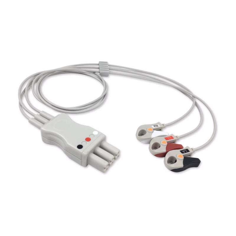 Compatible 3-lead ECG Leadwire with Mini Grabber end Molded 0.6m AHA (comparable to Mindray 0010-30-42896) Reusable, Limb Lead, Lead Type: Mindray, Shielded SKU: EL-MR3-60MG-A