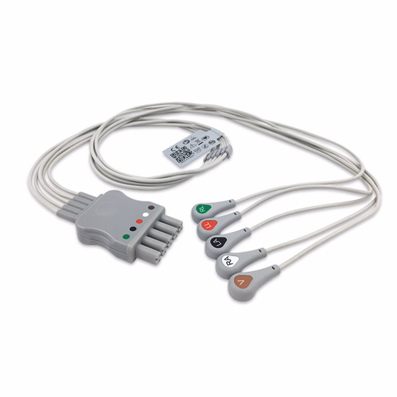 Compatible 5-lead ECG Leadwire with Snap end Molded 0.9m AHA (comparable to Mindray 0012-00-1261-01) Reusable, Limb + Chest Lead, Lead Type: Mindray, Shielded SKU: EL-MR5-90S-A