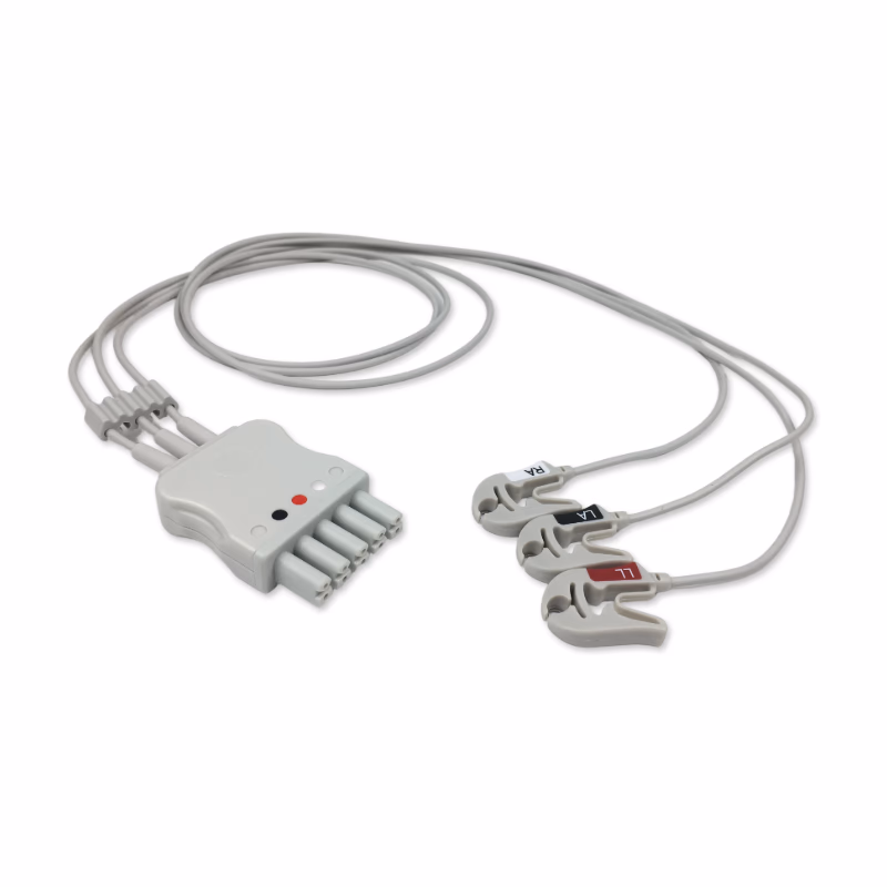 Compatible 3/5-lead ECG Leadwire with Grabber/Pinch end Molded 0.9m AHA (comparable to Mindray 0012-00-1170) Reusable, Limb Lead, Lead Type: Mindray, Shielded SKU: EL-MRB3-90G-A