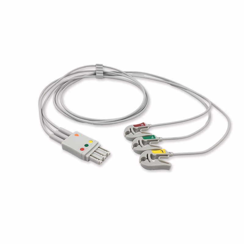 Compatible 3-lead ECG Leadwire with Grabber/Pinch end Molded 0.9m IEC (comparable to Philips 989803144951) Reusable, Limb Lead, Lead Type: Philips IntelliVue, Shielded SKU: EL-PH3-90G-I