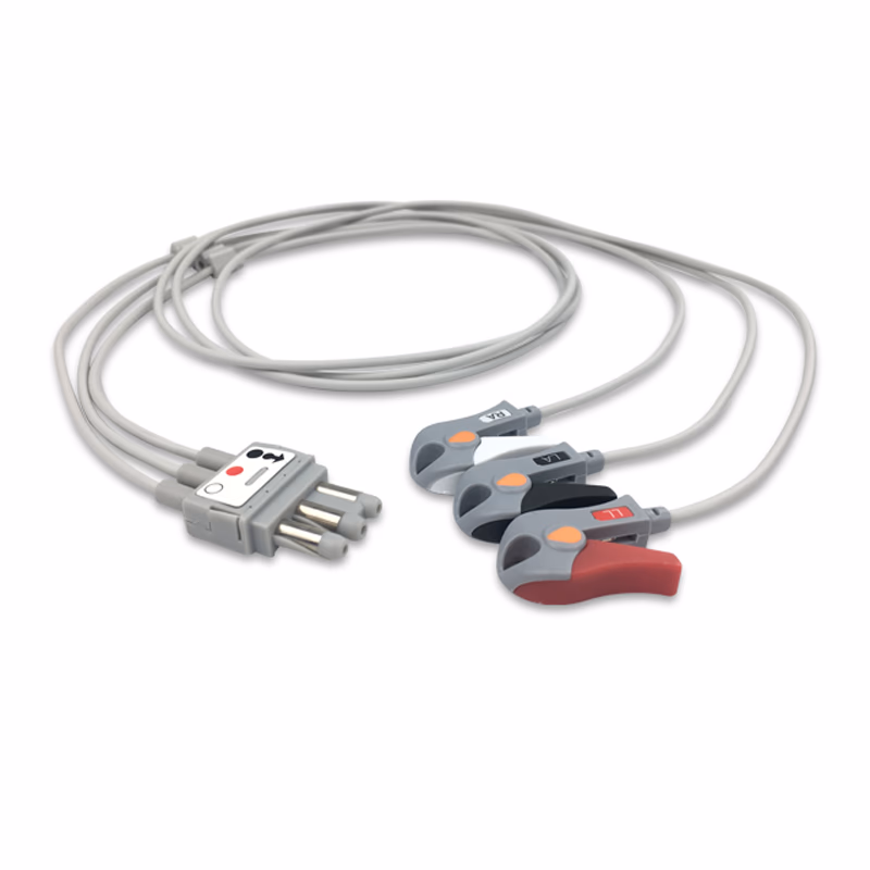 Compatible 3-lead ECG Leadwire with Grabber/Pinch end Molded 0.9m AHA (comparable to Spacelabs 700-0006-35) Reusable, Limb Lead, Lead Type: Spacelabs Molded Din-Style, Shielded SKU: EL-SLD3-90G-A