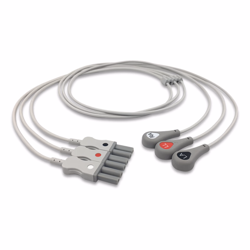 Compatible 3-lead ECG Leadwire with Snap end Individual 0.9m AHA (comparable to Spacelabs 700-0007-00) Reusable, Limb Lead, Lead Type: Spacelabs TruLink, Shielded SKU: EL-SLS3-90S-A