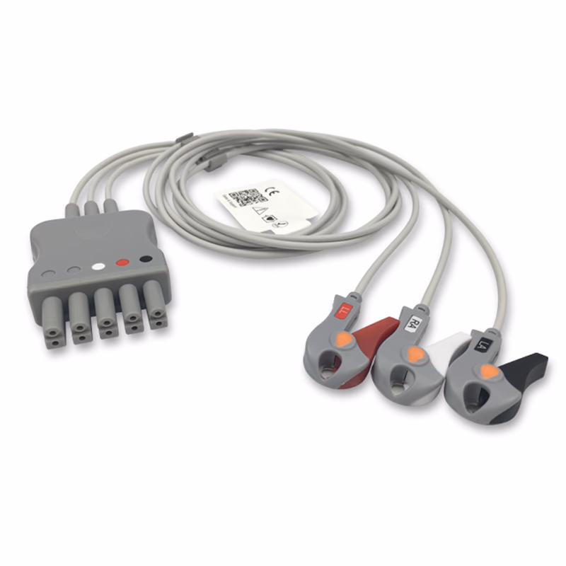 Compatible 3/5-lead ECG Leadwire with Grabber/Pinch end Molded 0.9m AHA (comparable to Siemens MP03412) Reusable, Limb Lead, Lead Type: Siemens Dual-Pin, Shielded SKU: EL-SMB3-90G-A