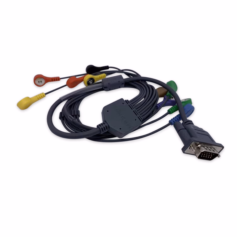 Compatible 10-lead Telemetry ECG Leadwire with Snap end Molded 0.9m AHA (for use with TIMES) Reusable, Limb + Chest Lead, Shielded SKU: EL-TCCSD10-90S-A