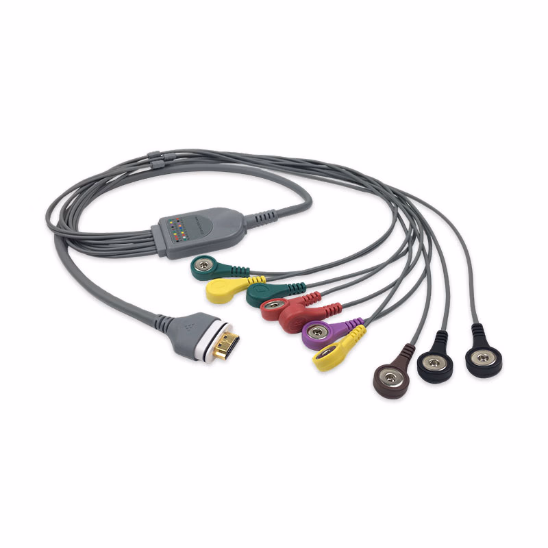 Compatible 10-lead Holter ECG Leadwire with Snap end , IEC (for use with CMICS:AECG-12B) Reusable, 1.1M,Limb + Chest Lead,1 Pc / Bag SKU: EL-TCMI10-110S-I