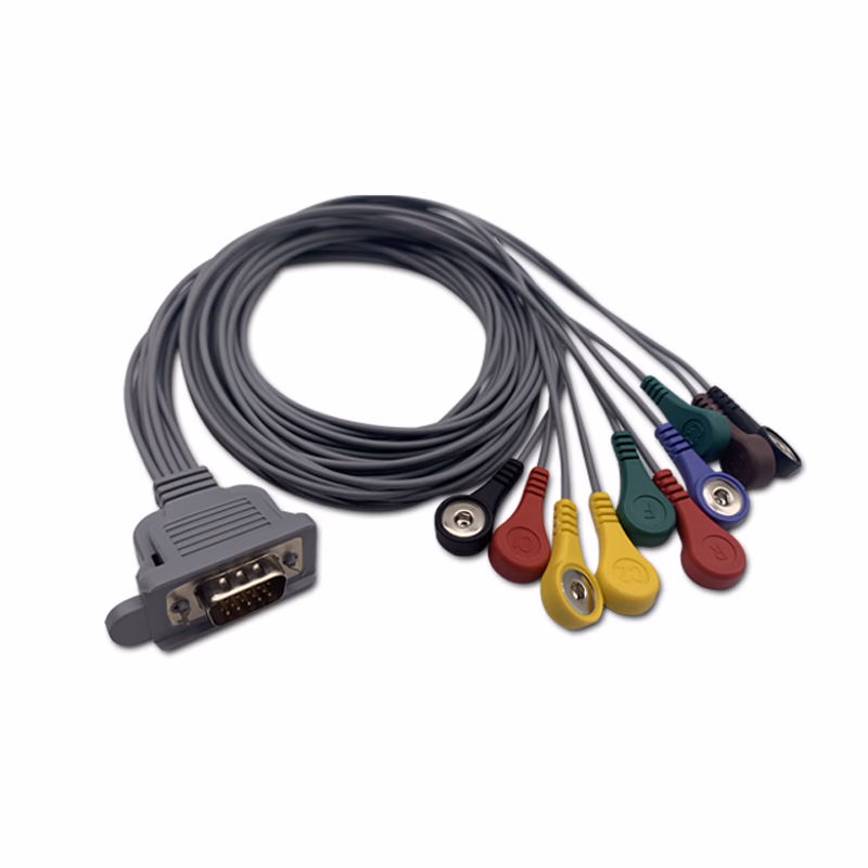 Compatible 10-lead Telemetry ECG Leadwire with Snap end Molded 0.9m AHA (for use with DMS) Reusable, Limb + Chest Lead, Shielded SKU: EL-TDMSA10-90S-A