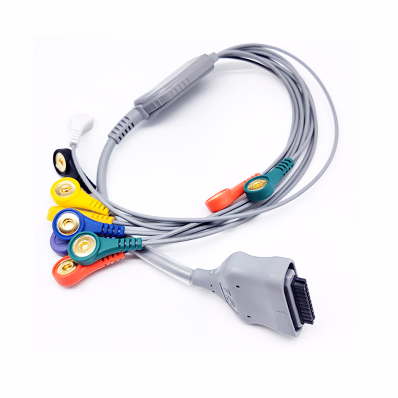 Compatible 10-lead Telemetry ECG Leadwire with Snap end Molded 0.9m AHA (comparable to Edan 01.57.471055) Reusable, Limb + Chest Lead, Shielded SKU: EL-TEDB10-90S-A