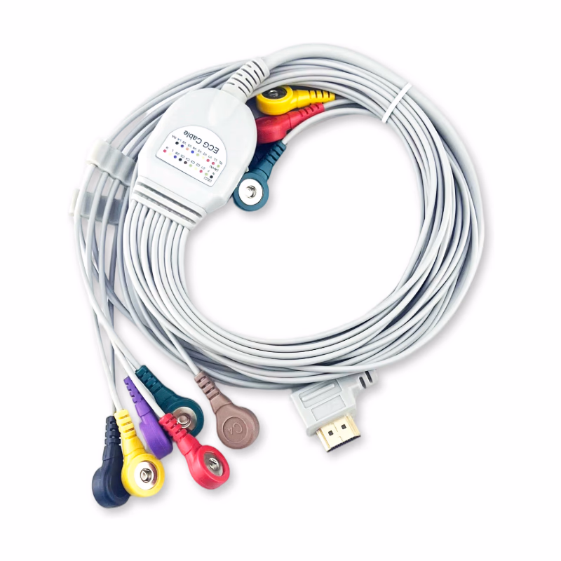 Compatible 12-lead Telemetry ECG Leadwire with Snap end,IEC,for Labtech EC-12RS (comparable to Labtech CAB-00L12-05) Reusable,HDMI-connecter,1.5M SKU: EL-TLAB12-150S-I