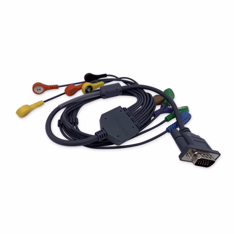 Compatible 10-lead Telemetry ECG Leadwire with Snap end Molded 0.9m AHA (for use with MEGAOYI) Reusable, Limb + Chest Lead, Shielded SKU: EL-TMGY10-90S-A