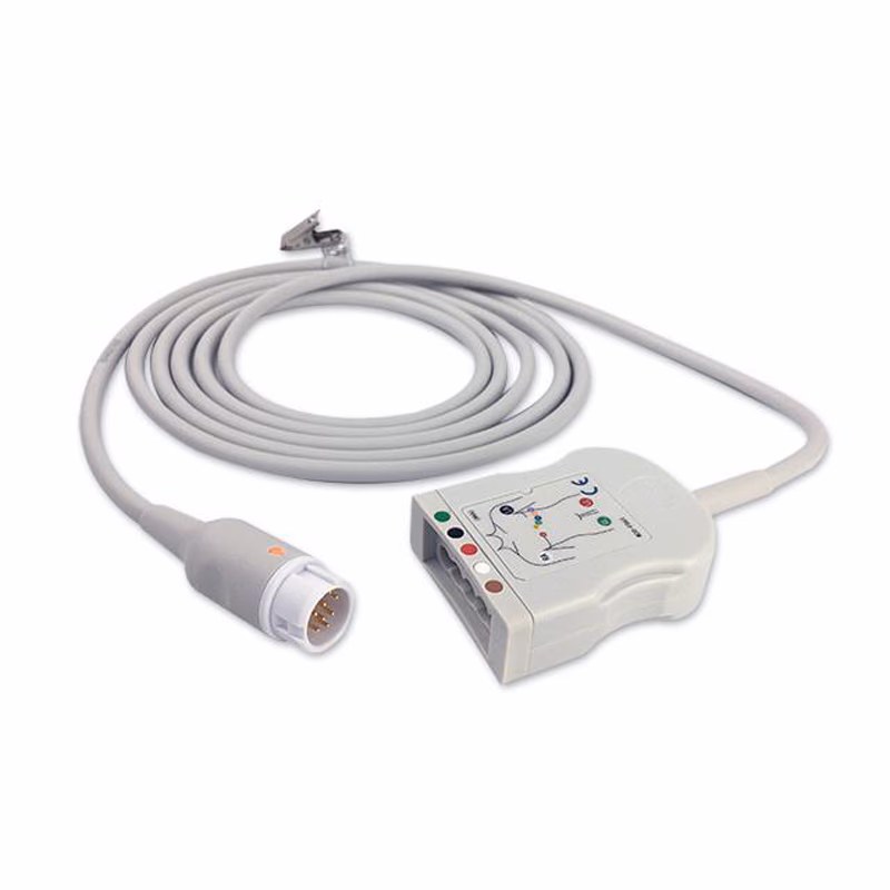 Compatible 10-lead with Defib-Proof (with Resist) ECG Trunk Cable AHA (comparable to Philips M1663A (AHA)) Reusable, Limb + Chest Lead, 2.5m, used with Philips IntelliVue Leadwire SKU: ET-10005R-PH-A