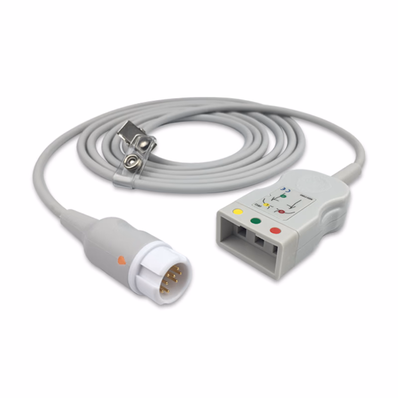 Compatible 3-lead with Defib-Proof (with Resist) ECG Trunk Cable IEC (comparable to Philips M1510A) Reusable, 2.5m, used with AA Twin-Pin Leadwire SKU: ET-3005R-AA-I