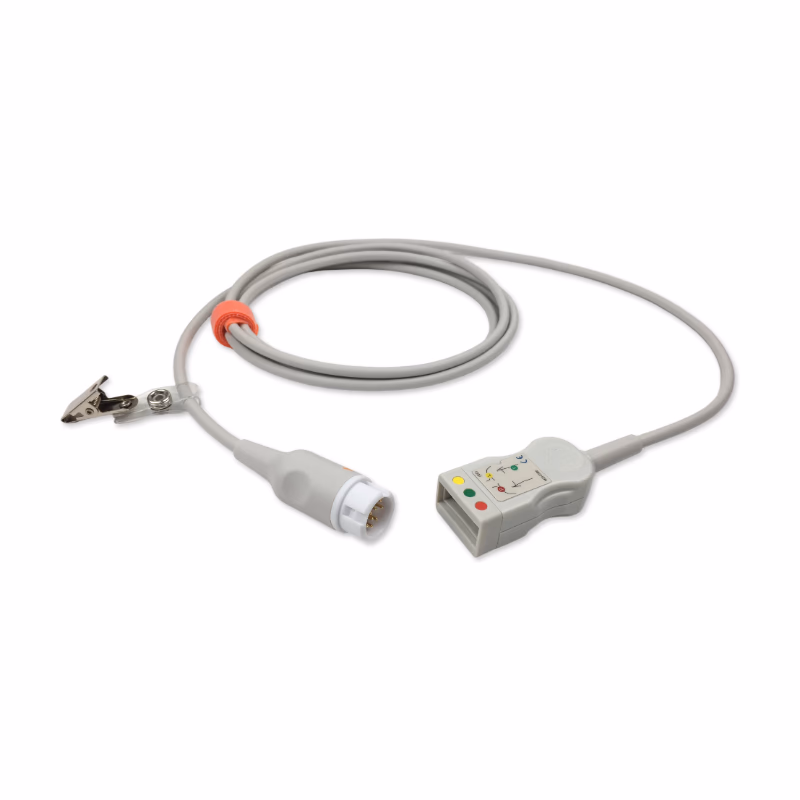 Compatible 3-lead with Defib-Proof (with Resist) ECG Trunk Cable IEC (comparable to Philips M1669A (OEM is AAMI/IEC)) Reusable, 2.5m, used with Philips IntelliVue Leadwire SKU: ET-3005R-PH-I