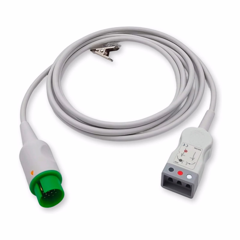 Compatible 3-lead with Defib-Proof (with Resist) ECG Trunk Cable AHA (comparable to Spacelabs 700-0008-08) Reusable, 2.5m, used with Spacelabs TruLink Leadwire SKU: ET-3007R-SL-A