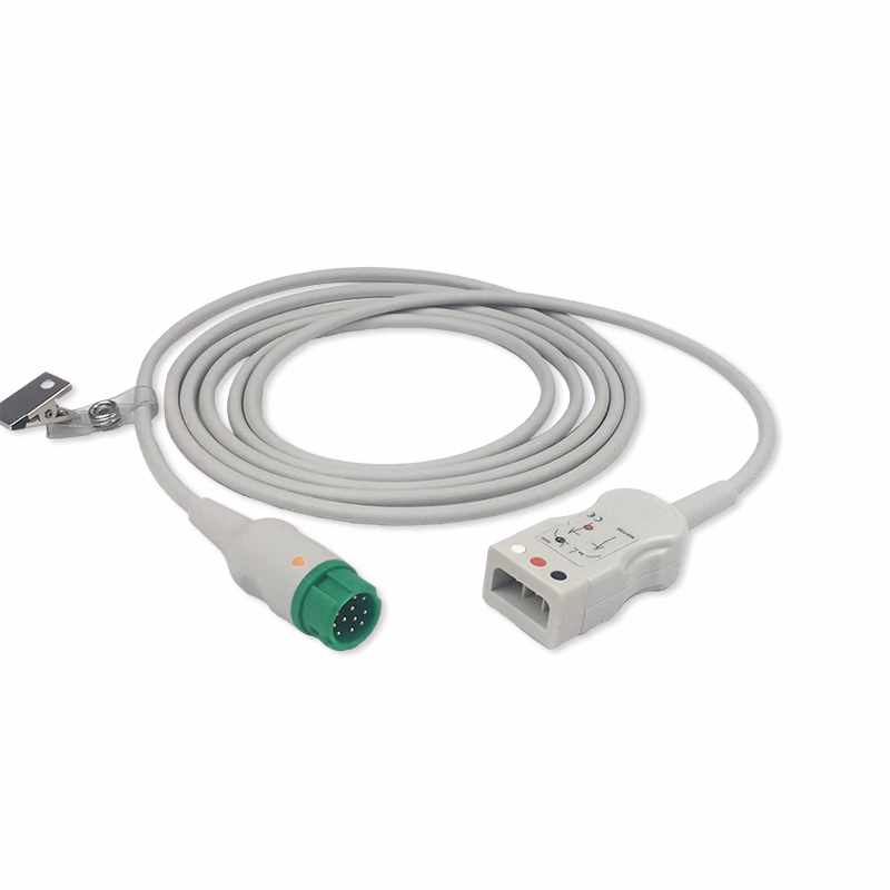 Compatible 3-lead with Respiratory Rate ECG Trunk Cable AHA (comparable to Mindray 0010-30-42720) Reusable, 2.5m, used with Mindray Leadwire SKU: ET-3016-MR-A
