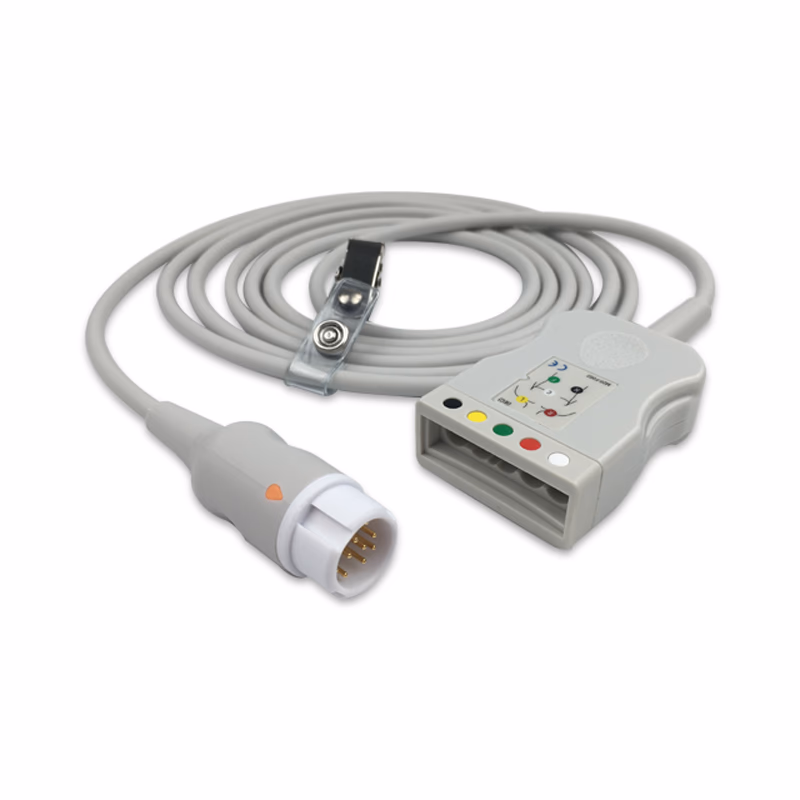 Compatible 5-lead with Defib-Proof (with Resist) ECG Trunk Cable IEC (comparable to Philips M1668A (OEM is AAMI/IEC)) Reusable, Limb + Chest Lead, 2.5m, used with Philips IntelliVue Leadwire SKU: ET-5005R-PH-I