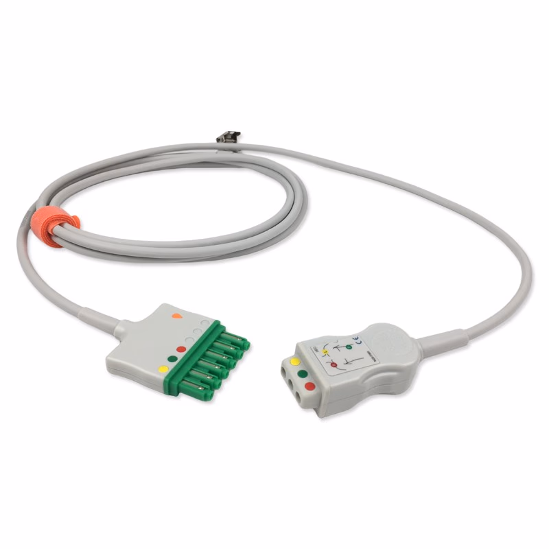 Compatible 3-lead ECG Extension Trunk Cable/Wire (comparable to Draeger MS25951) Reusable, 2.5m, used with Draeger(Single-Pin), IEC SKU: ET-DG3-D-I