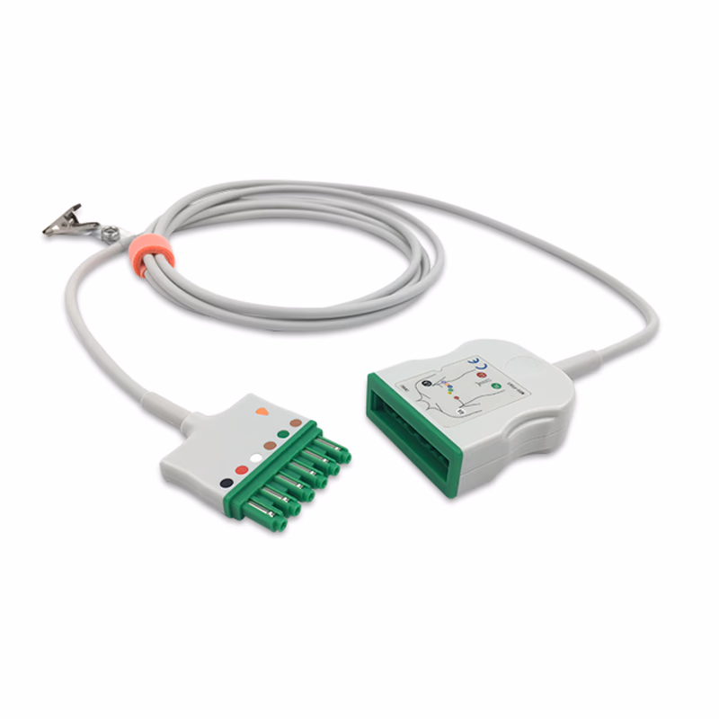 Compatible 6-lead ECG Extension Trunk Cable/Wire (comparable to Draeger MS16256) Reusable, 2.5m, used with Draeger(Single-Pin), AHA SKU: ET-DG6-DG-A