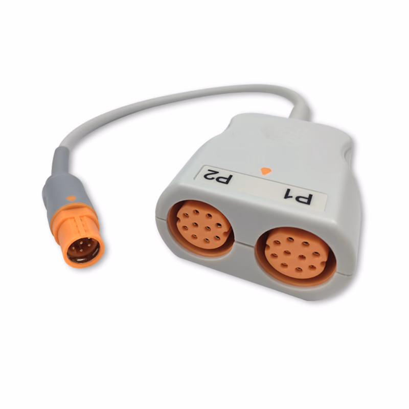 Compatible 2-Channel IBP Converter Cable (comparable to Siemens 5588095, used with Draeger IBP Cable) Reusable, 0.3m SKU: IBPA-DGB-2DGA03