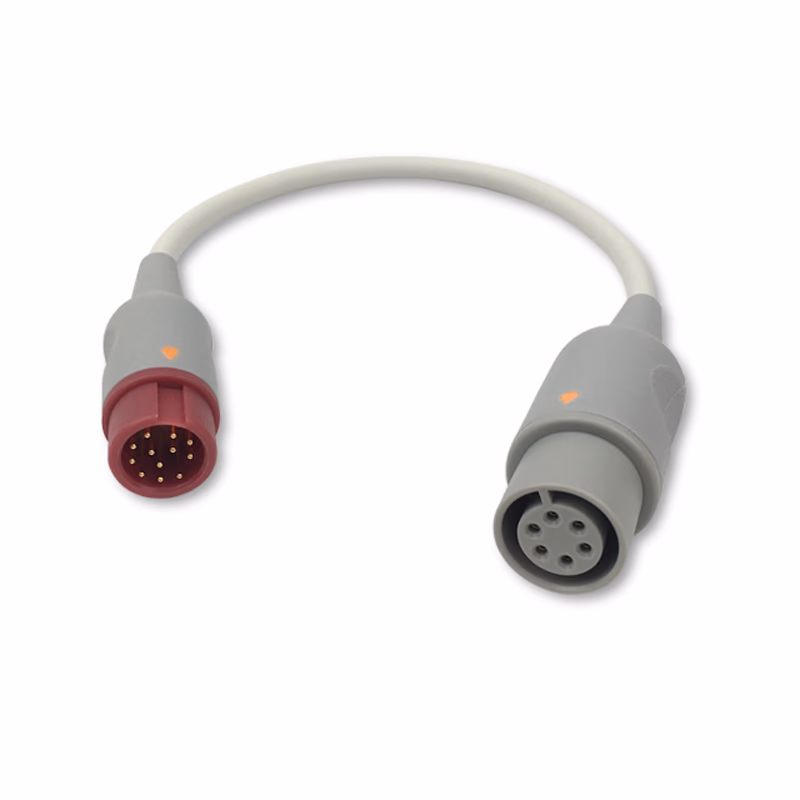 Compatible IBP Converter Cable (comparable to Mindray 0010-20-42795, used with AAMI IBP Cable) Reusable, 0.3m SKU: IBPA-MRA-AM03