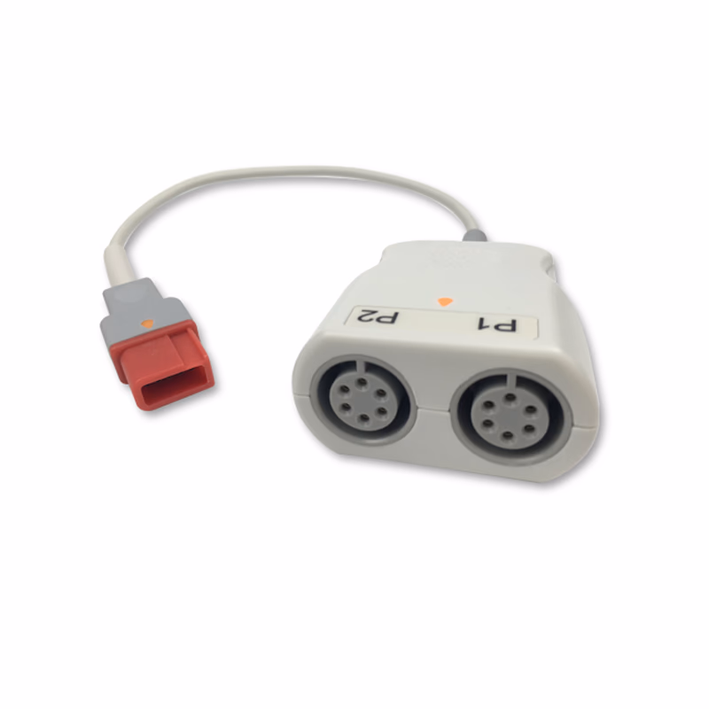 Compatible 2-Channel IBP Converter Cable (comparable to Spacelabs 700-0028-00, used with AAMI IBP Cable) Reusable, 0.3m SKU: IBPA-SL-2AM03