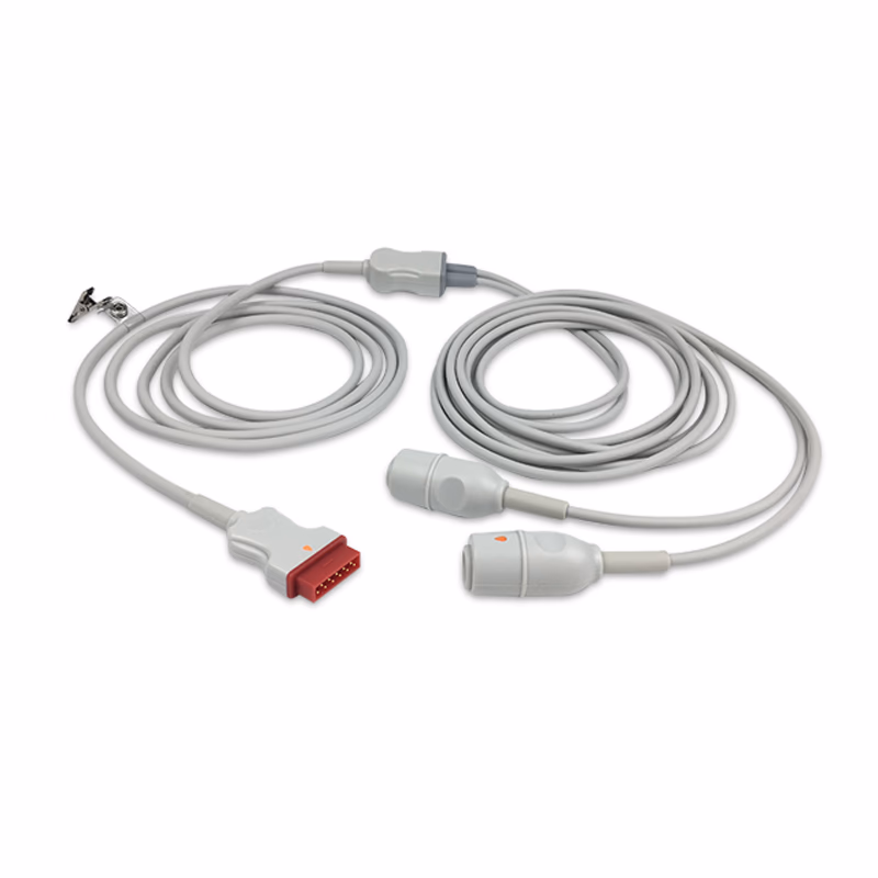 Compatible 2-Channel IBP Adapter Cable (comparable to GE Healthcare 2021197-003, used with Edwards, Transducer) Reusable, 4.0m SKU: IBP-MQ-2EW40