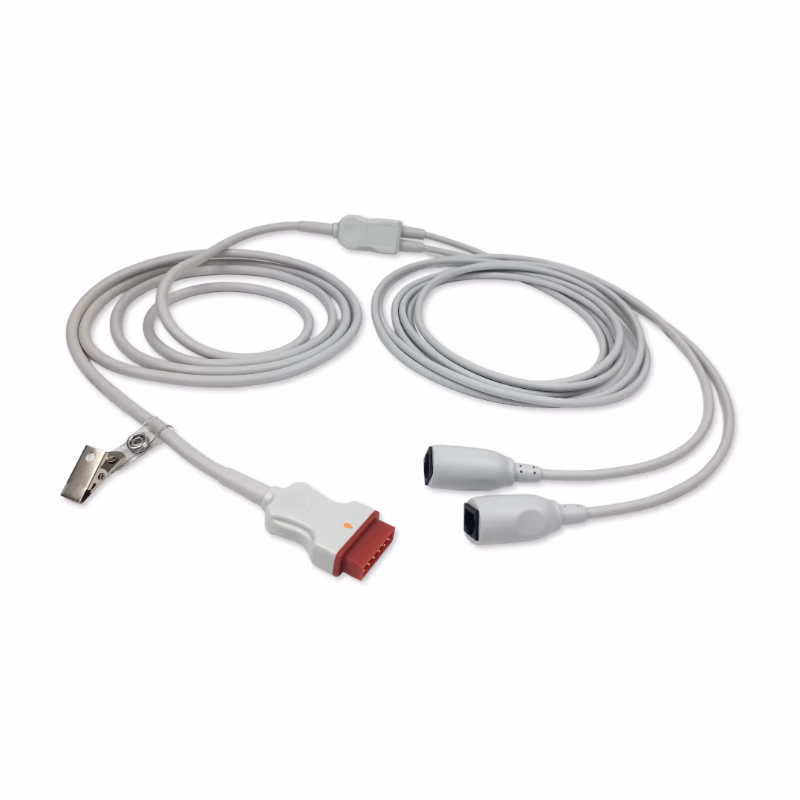 Compatible 2-Channel IBP Adapter Cable (comparable to GE Healthcare 2021196-003, used with Medex Logical, Transducer) Reusable, 4.0m SKU: IBP-MQ-2MXT40