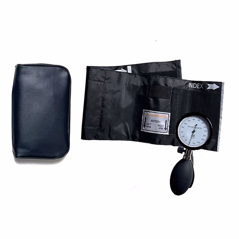 Aneroid Sphygmomanometer for Adult, 65mm diameter dial, ABS plastic case, PVC bulb, single tube, adult nylon cuff without iron ring, 54*14.5cm, PVC bladder pack of 1 SKU: KT-A012-A1