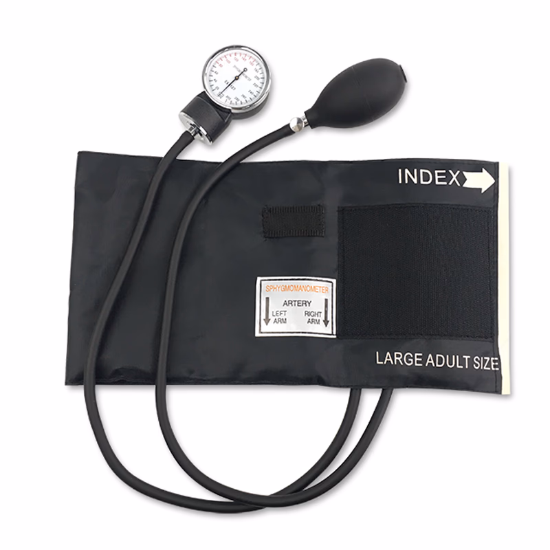 Aneroid Sphygmomanometer for Large Adult With 120g metal gauge, PVC bulb and adult nylon cuff without iron ring, 62*17.5cm, PVC bladder 1 pcs/box SKU: KT-A02-L