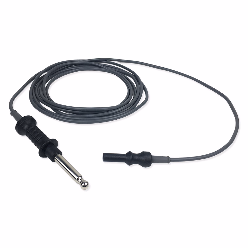 Compatible Unipolar High Frequency Cord Cable BOVIE 8.0MM to 4.0MM, 3m (comparable to: Karl Storz 277KB) Reusable, 1 Pc / Bag SKU: TNC-HFC04